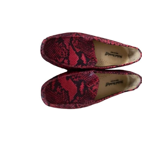 Michael Pasinkoff Womens Red Snakeskin Leather Slip On Moccasin Size 40 - Picture 5 of 8